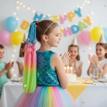 Balon ve Düz Salaş Örgülü Lastikli At Kuyruğu - ACM20