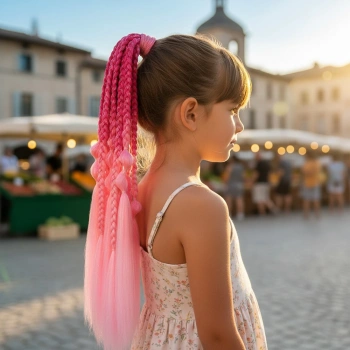 Balon ve Düz Salaş Örgülü Simli Lastikli At Kuyruğu - ACM10