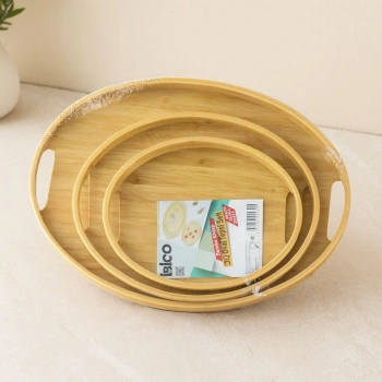 Bambu Ahşap Oval Tepsi 3 Boy