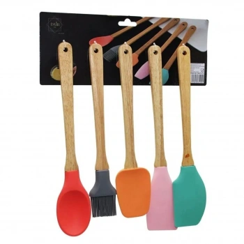 Bambu Saplı Silikon Kaşık Seti 5li