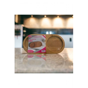 Bambu Yağdanlık Altlığı 2 Bölmeli -ALK-1523