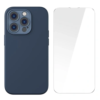 Baseus Liquid Silica Gel İphone 14 Pro 6.1 Magsafe Silikon Kılıf + Tempered Ekran Koruyucu Set