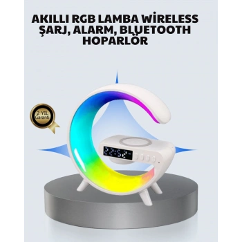 Başucu İçin Tasarlanmış Kablosuz Şarjlı Gece Lambası Ve Bluetooth Ses Sistemi
