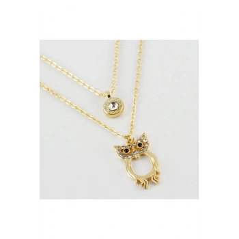 Baykuş Figürlü Yeni Sezon İkili Kolye