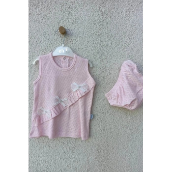 Bebek Brode Fiyonklu Külotlu Yazlık Takım