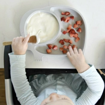 Bebek ve Çocuk için Sevimli Fil Model Desenli Yemek Bebek Mama Kabı Bölmeli Tabak (4887)