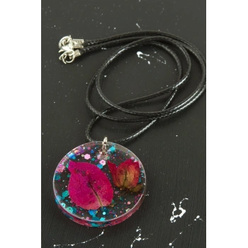 Begonvil Çiçeği Epoksi Kolye