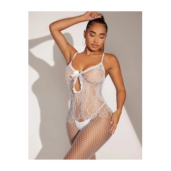 BEYAZ Fantezi Kadın Seksi Vücut Çorabı