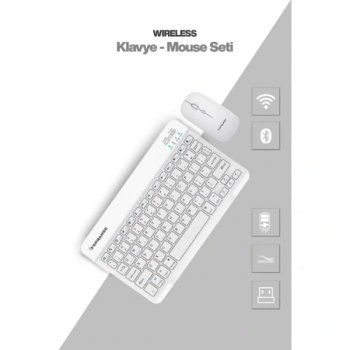 Beyaz Kablosuz Klavye Ve Mouse Seti