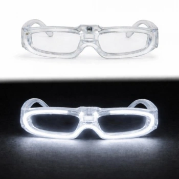Beyaz LED Işıklı Parti Gözlüğü 3 Modlu – Glow & Gece Eğlence Gözlüğü