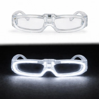 Beyaz LED Işıklı Parti Gözlüğü 3 Modlu – Glow - Gece Eğlence Gözlüğü (4887)