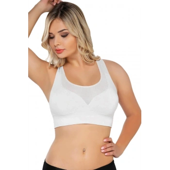 MARSİLYAN™ BEYAZ MI  4027 Seamless Tül Pedli Toparlayıcı Büstiyer