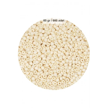 Beyaz Renk 4 mm Yaklaşık 660 adet / 60 gram Cam Boncuk Oya Yazma Bileklik ve Kolye