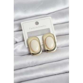 Beyaz Renk Kare Model Vintage Kadın Küpe - TJ-BKP11660