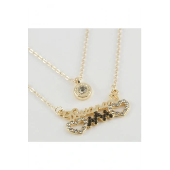 Bitanem Yazılı Ritim Figürlü Yeni Sezon İkili Kolye