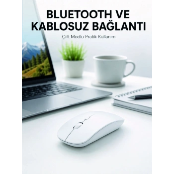 Bluetooth Kablosuz Wireless Mouse Şarjlı Sessiz Ergonomik 5000 DPI Fare