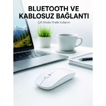 Bluetooth Kablosuz Wireless Mouse Şarjlı Sessiz Ergonomik 5000 Dpı Fare