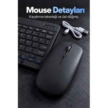 Bluetooth Klavye Mouse Seti Türkçe Tuş Dizilimli Beyaz