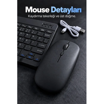 Bluetooth Klavye Mouse Seti Türkçe Tuş Dizilimli Beyaz