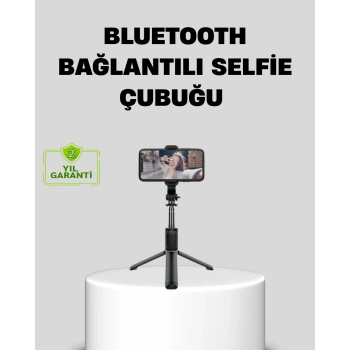 Bluetooth Selfie Çubuğu – 360° Dönebilen Başlık, Kablosuz Bağlantı