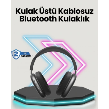 Bluetooth V5.0 Kablosuz Kulak Üstü Kulaklık | Katlanabilir Mikro Usb Girişli