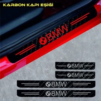 Bmw Tüm Modelleri İçin Uyumlu Aksesuar Oto Kapı Eşiği Sticker Karbon 4 Adet