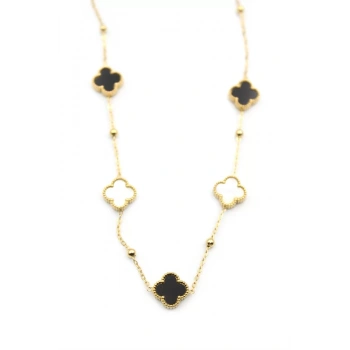 Boncuklu Yonca Kolye - Altın