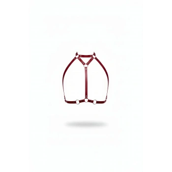 Bordo Göğüs Harness Deri Yüksek Yaka Vücut Aksesuarı - Brf245