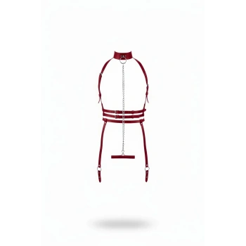 Bordo Harness Takım Zincir Detaylı Boyunluklu Vücut Aksesuarı - Brf233