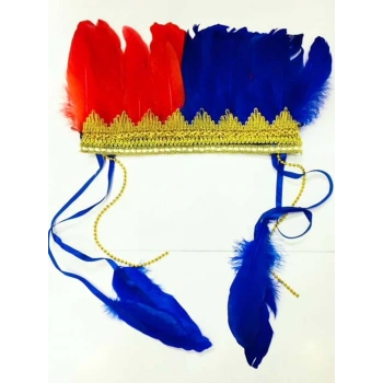 Bordo Mavi Renk Tüylü Kızılderili Başlığı | Trabzonspor Taraftar Başlığı