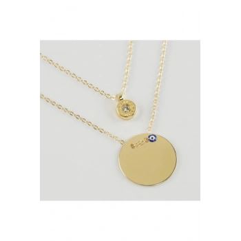 Boş Plaka Figürlü İkili Kolye