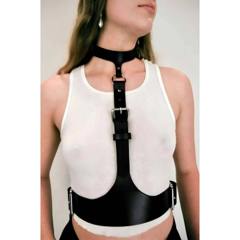 Boyun Bağlantılı Korse Kemer Harness, Kadın Deri Bel Kemeri - Apft1297