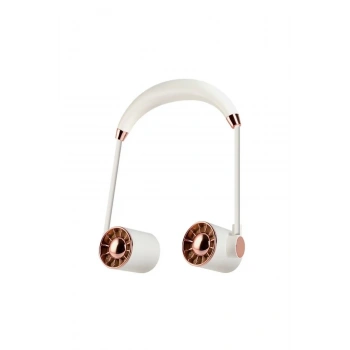 Boyunluk Fan Hava Soğutucu Vantilatör Boyuna Asmalı Şarjlı 3 Kademeli Mini Klima Beyaz