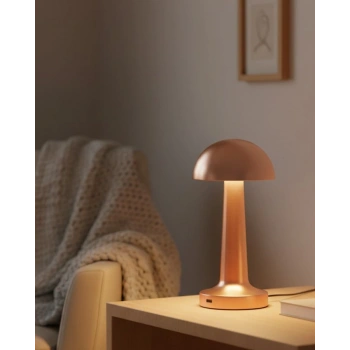 Bronz Dokunmatik Masa Lambası 3 Renk Led Şarjlı Kablosuz Usb Çıkışlı