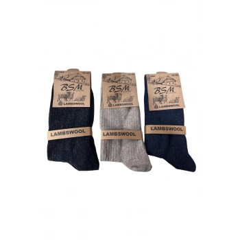 Bsm Lamswool Kışlık Erkek Çorap 3 Adet
