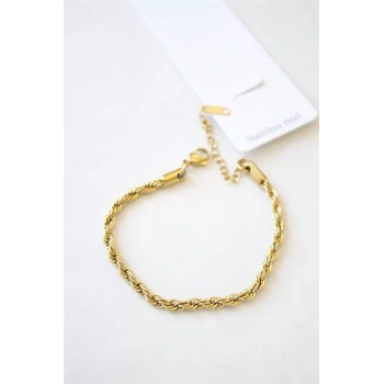 Burgu Çelik Bileklik 3mm - Altın