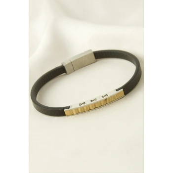 Burgulu Deri Çelik Bileklik