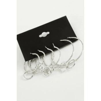 Burgulu Metal Halka Küpe 6 Adet