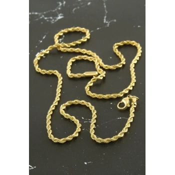 Burgulu Zincir Çelik Kolye 55 cm