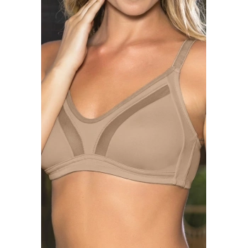 Büyük Beden Uyumlu Ten Tül Detaylı Günlük Sütyen, B,C Cup Balensiz Konforlu Sütyen