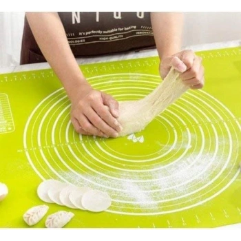 Büyük Boy Silikon Hamur Açma Matı 50x40 Cm Hamur Ölçekli Yeşil