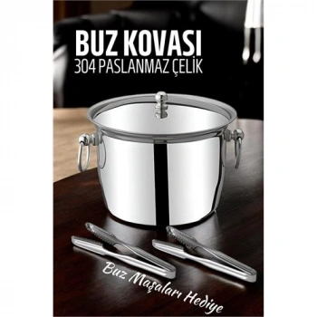 Buz Kovası 304 Paslanmaz Çelik ve Buz Maşası Seti Buz Termosu 721563
