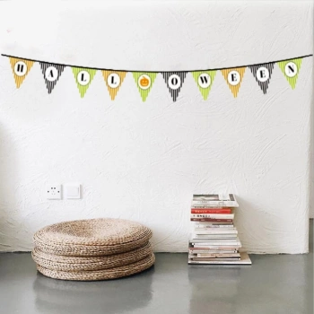 Cadılar Bayramı Kabak Temalı Halloween Yazılı Banner Süs Flama 3 Metre (4887)