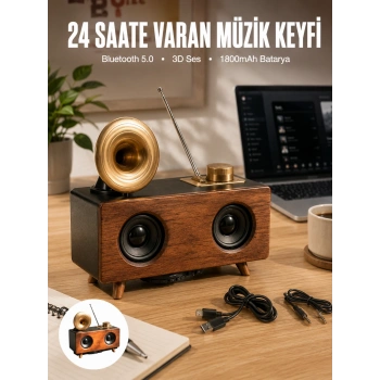 Çalar Radyo Müzik Kutusu Nostaljik Hoparlör Speaker