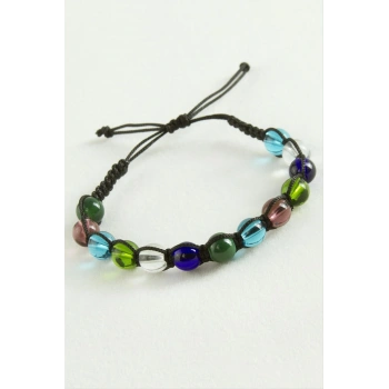 Cam Boncuk Makrome İp Bileklik