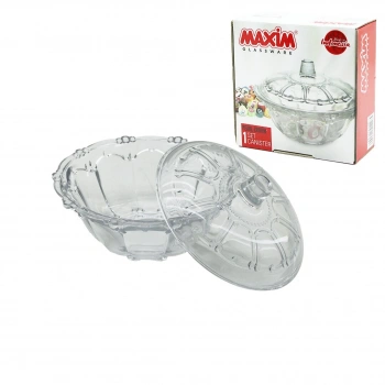 CAM ŞEKERLİK CAM KAPAKLI ÇAP: 13.5CM - Y: 5.2--9.5CM (4887)