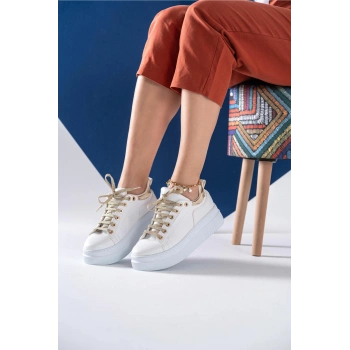Camellia Beyaz Altın Bağcıklı Spor Ayakkabı