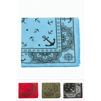 Çapa Desenli Keten Bandana 50*50