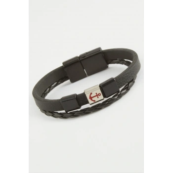 Çapa Kaliteli Mıknatıslı Suni Deri Bileklik