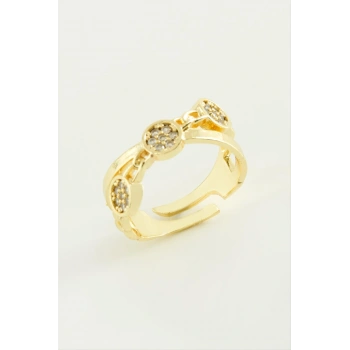 Çapraz Yuvarlak Zirkon Taşlı Yüzük